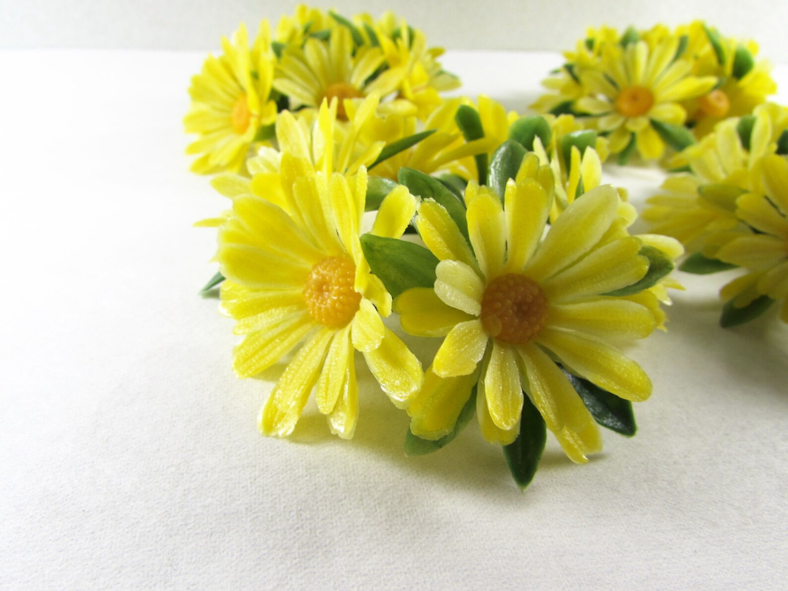 Yellow Flower Taper Candle Rings Plastic Floral Arrangement Etsy