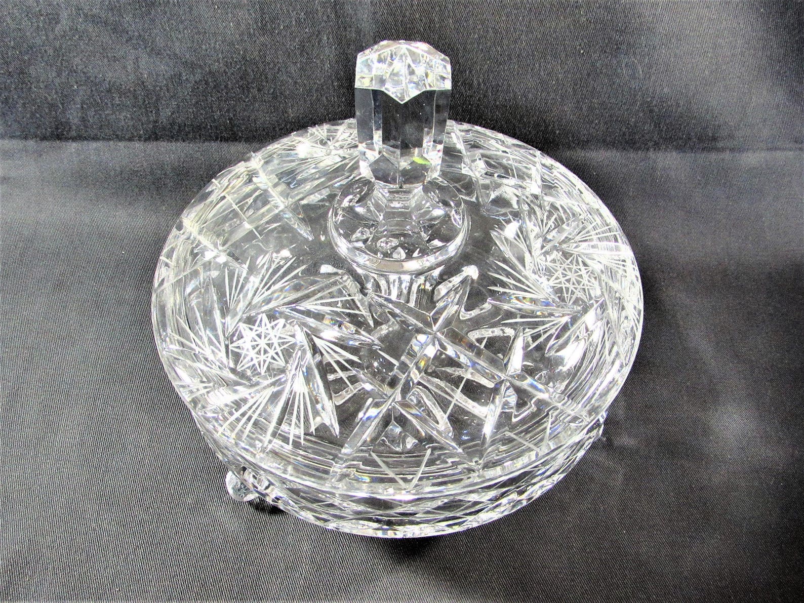 Crystal Candy Dish With Lid Hobstars Pinwheels Three Footed Etsy