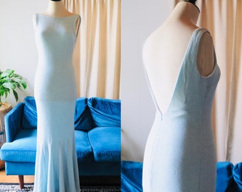 silver blue color dress