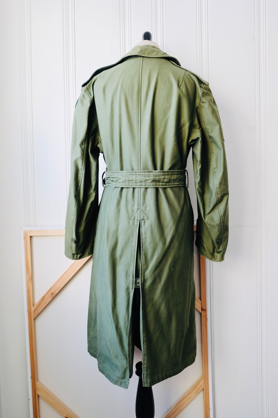 Vintage Army Issue US Military Trench Coat with Patches Small Etsy