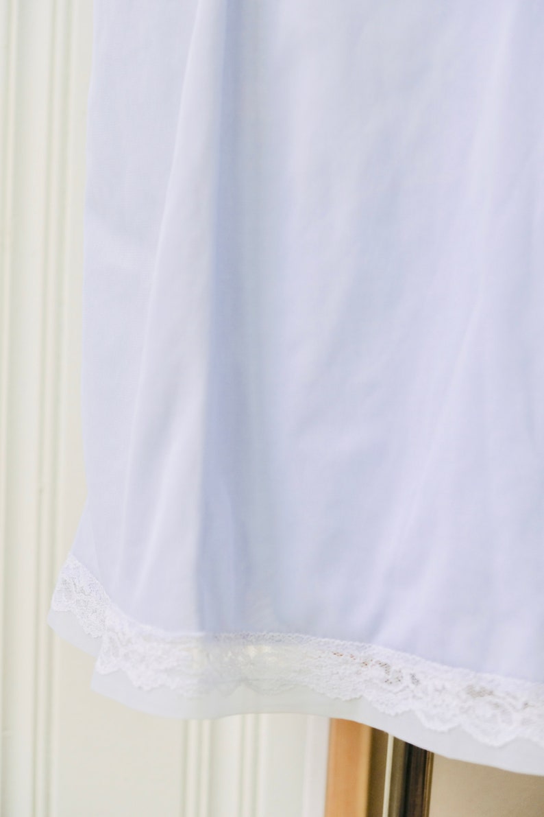 50s Vintage Light Blue Nylon Lace Slip Negligee Night Dress Medium Size 8-10