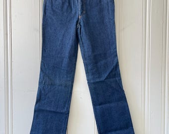 Jean bleu foncé taille haute en denim Ritt des années 80, jambe droite, 29 po.