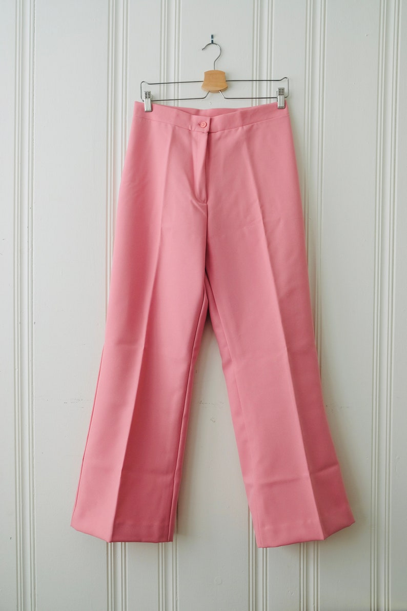 70s Vintage Pink High Waisted Wide Leg Flare Pants Slacks Vintage 14 Mod Day 12