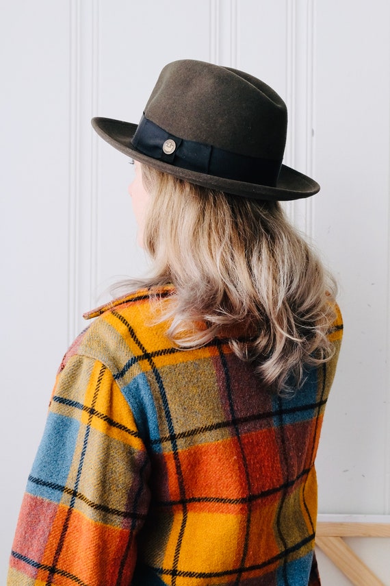 70s Vintage Goorin Bros Dark Brown Olive Wool Fedo