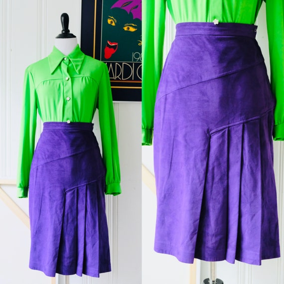 60s Peggy Cramer Original Purple Suede Pencil Skir
