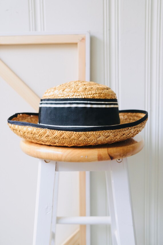60s Vintage Eric Javits Straw Woven Wide Brimmed H