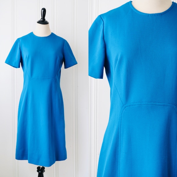 60s Electric Blue Mini Mod Dress Size 16