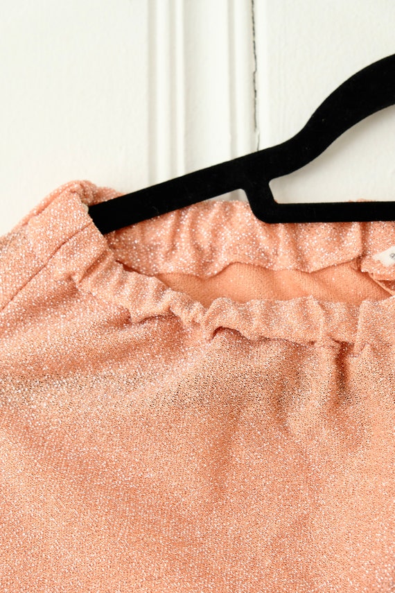 70s Disco Peach Silver Lurex Tunic and Wide Leg P… - image 3