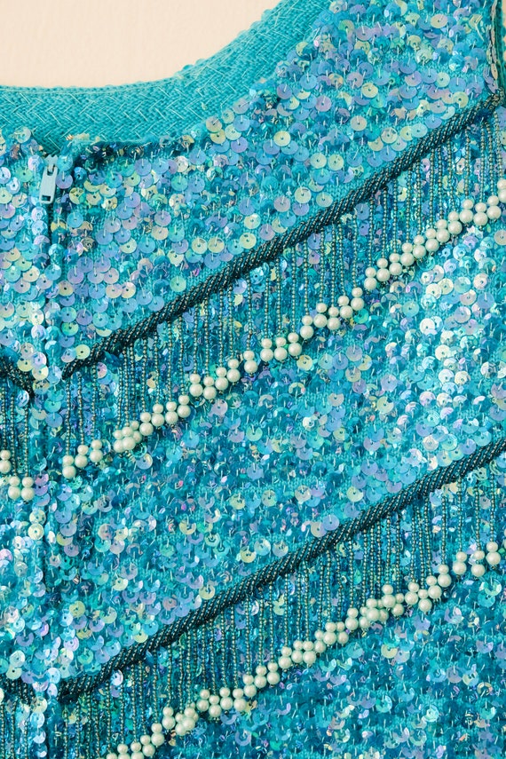 50s 60s Vintage Blue Holographic Sequined Mermaid… - image 7