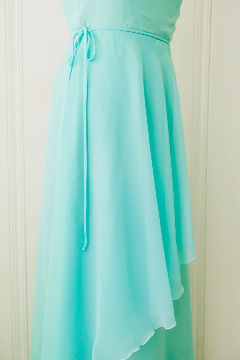 70s Vintage House of Bianchi Seafoam Green Ballerina Style Tiered Dress Medium Size 6-8