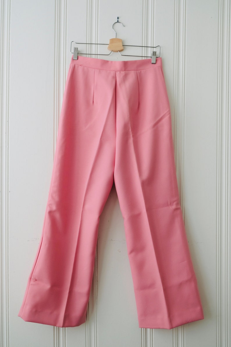 70s Vintage Pink High Waisted Wide Leg Flare Pants Slacks Vintage 14 Mod Day 12