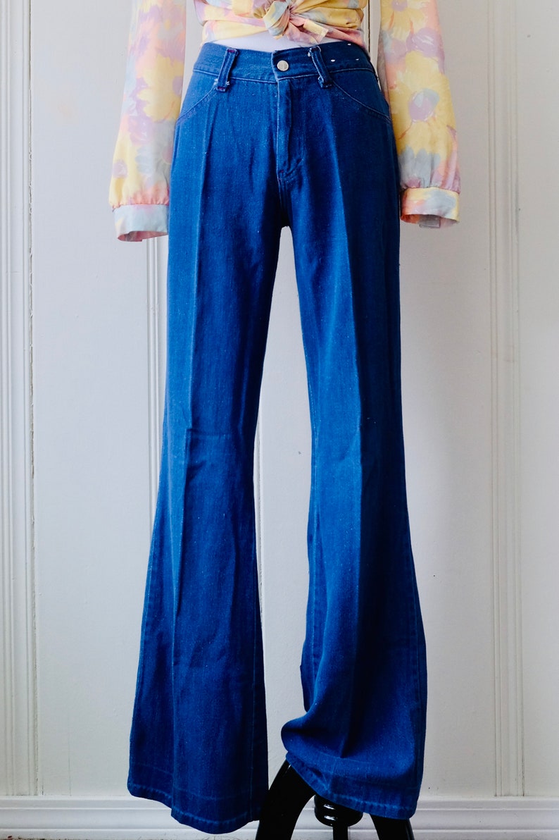 high waisted bell bottom jeans 70's