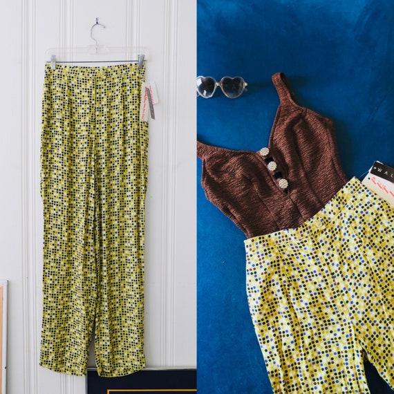 80s Vintage Deadstock Walter Lime Green Polka Dot