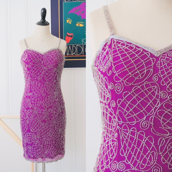 80s Vintage Dita Collection Purple Silk Cocktail D