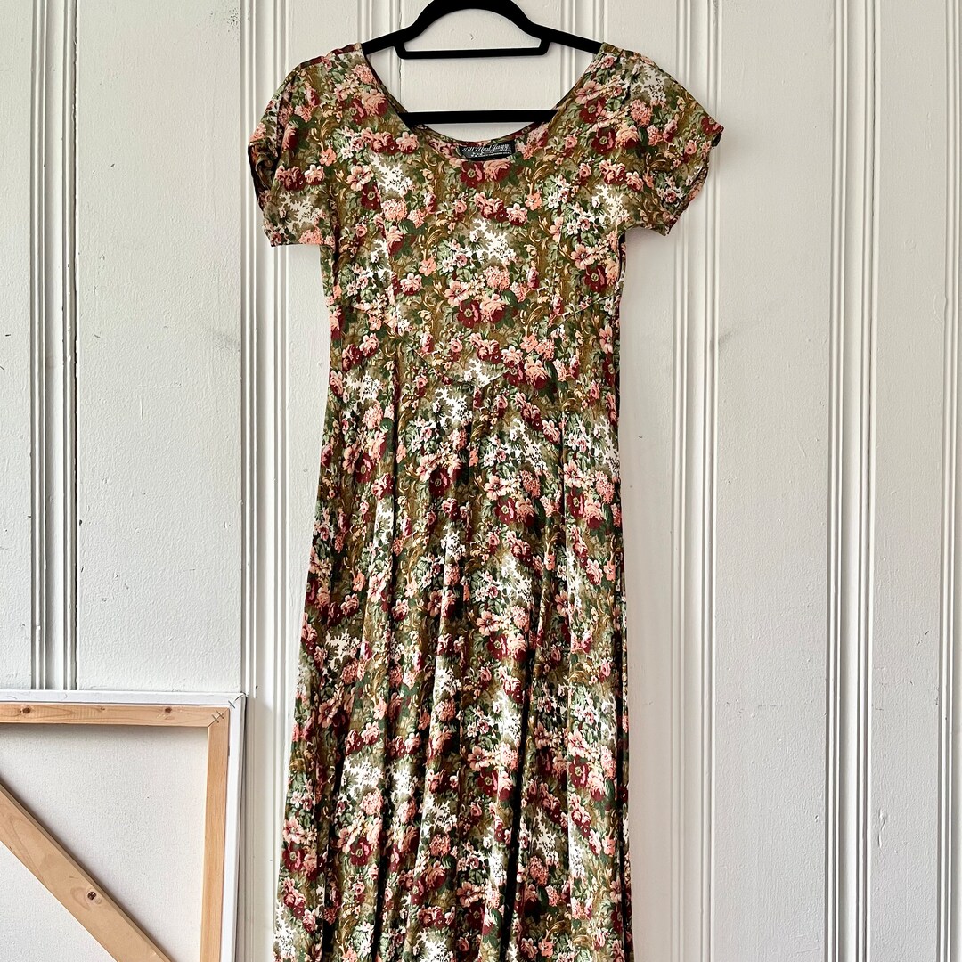 80s 90s All That Jazz Floral Maxi Dress Size 0 Etsy