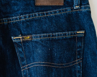 vintage Lee - Jean bleu foncé à jambe droite, taille 31 pouces