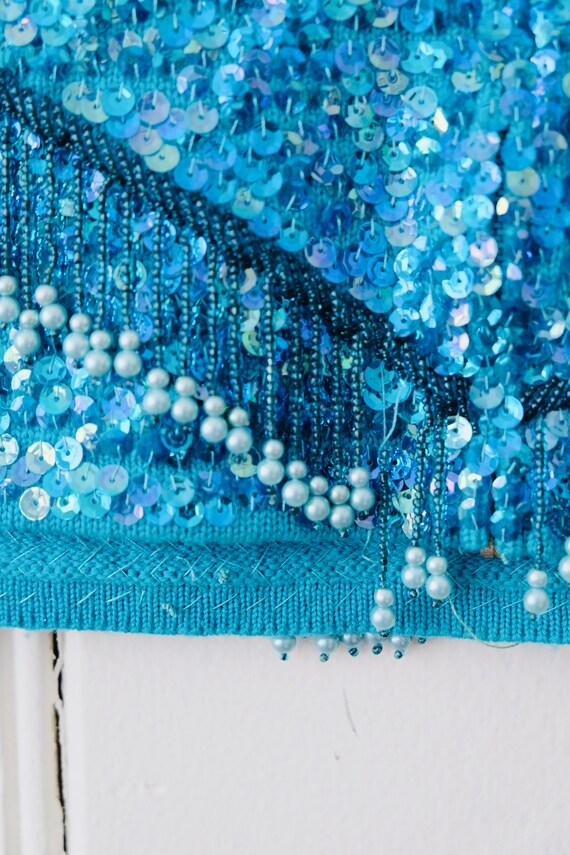 50s 60s Vintage Blue Holographic Sequined Mermaid… - image 8