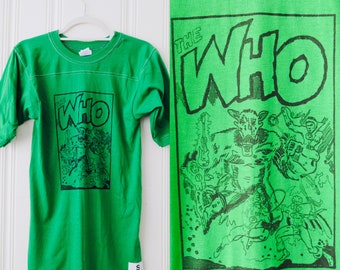 80s Single Stitch Dead Stock Green The Who Boot Leg Record Store Camisa Pequeña