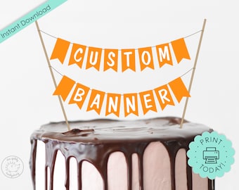 Orange Cake Topper Banner DIY Printable SVG Custom Personalized Customizable Baby Shower Print Happy Birthday Party Decorations DOWNLOAD