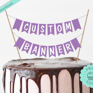 Purple Cake Topper Banner DIY Printable SVG Custom Personalized Customizable Baby Mermaid Shower Happy Birthday Party Decorations DOWNLOAD
