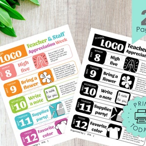 Printable DIY Teacher Appreciation Flyer Teacher&#39;s Week Schedule PTA Poster School Staff Party Editable Canva Template Instant DOWNLOAD