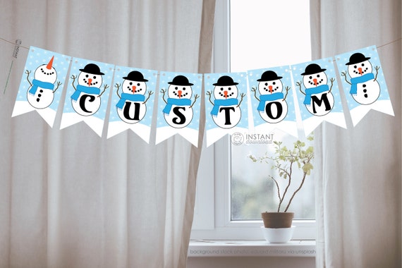 DIY Printable Banner Custom Snowman Winter Birthday Party - Etsy