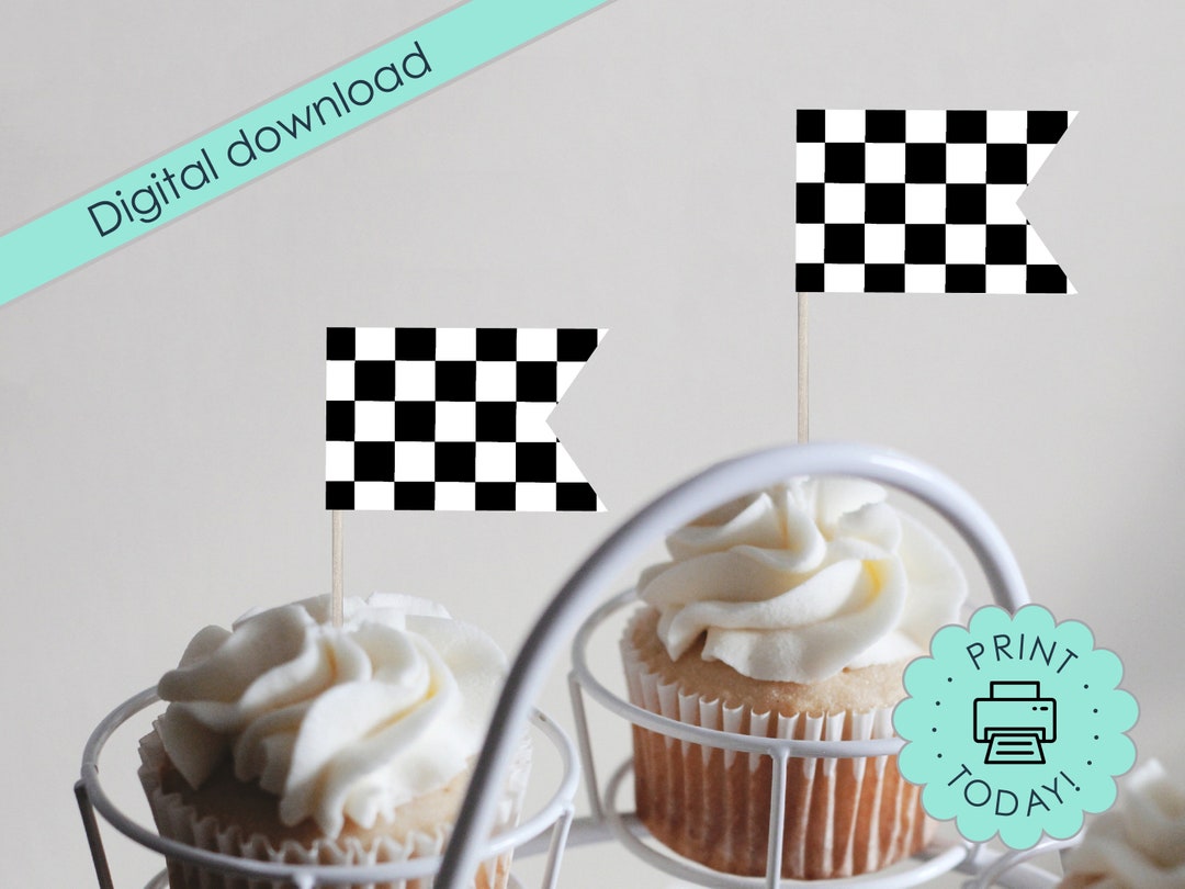 DIY Printable Car Banner Checkered Race Cars Flags Boy First Birthday ...