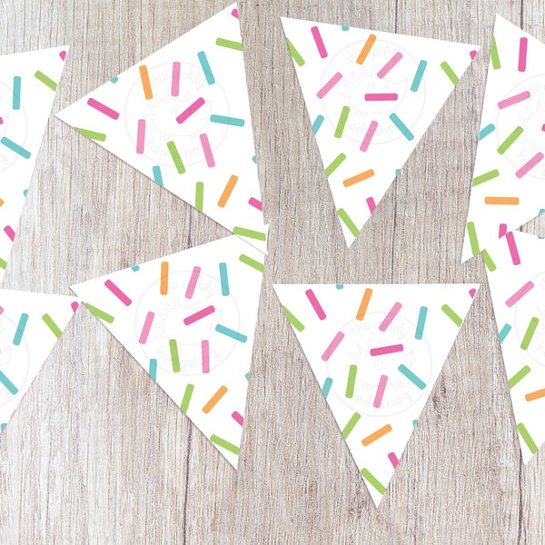 DIY Printable Sprinkle Banner Sprinkled Pink Garland Birthday Sign Sprinkles Theme Baby Shower Bunting Party Decorations Instant Download