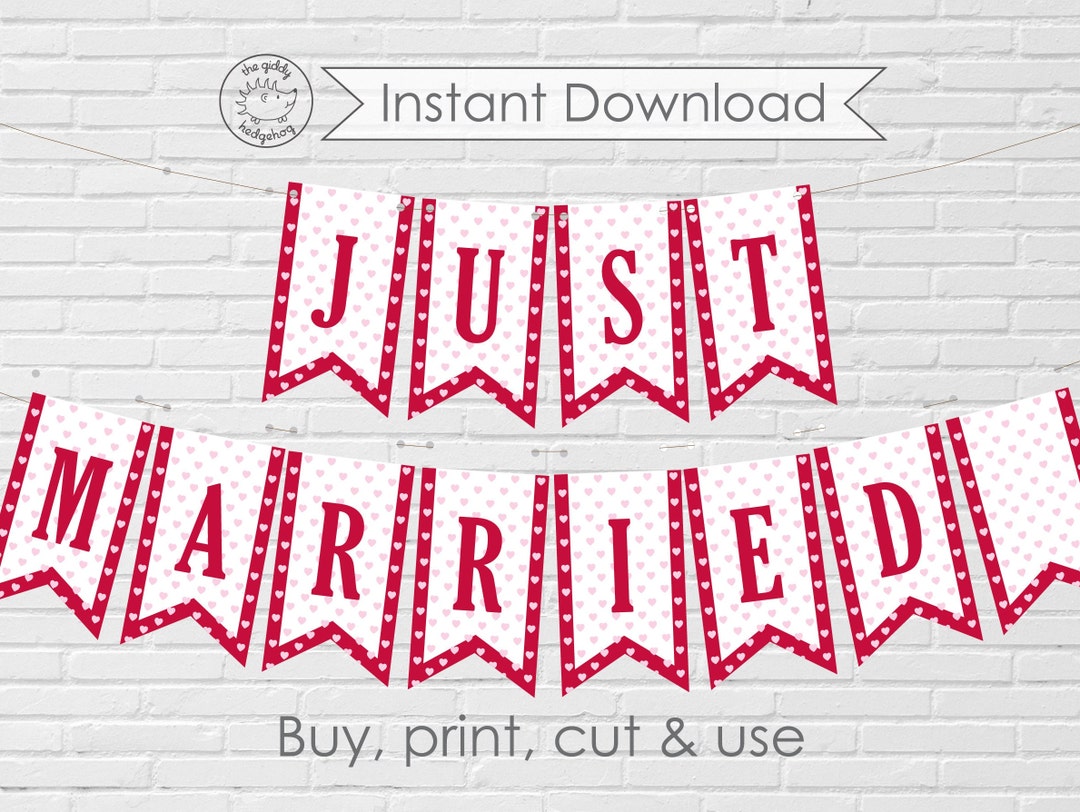 Printable Just Married Banner DIY Custom Name Sign Photo Prop - Etsy