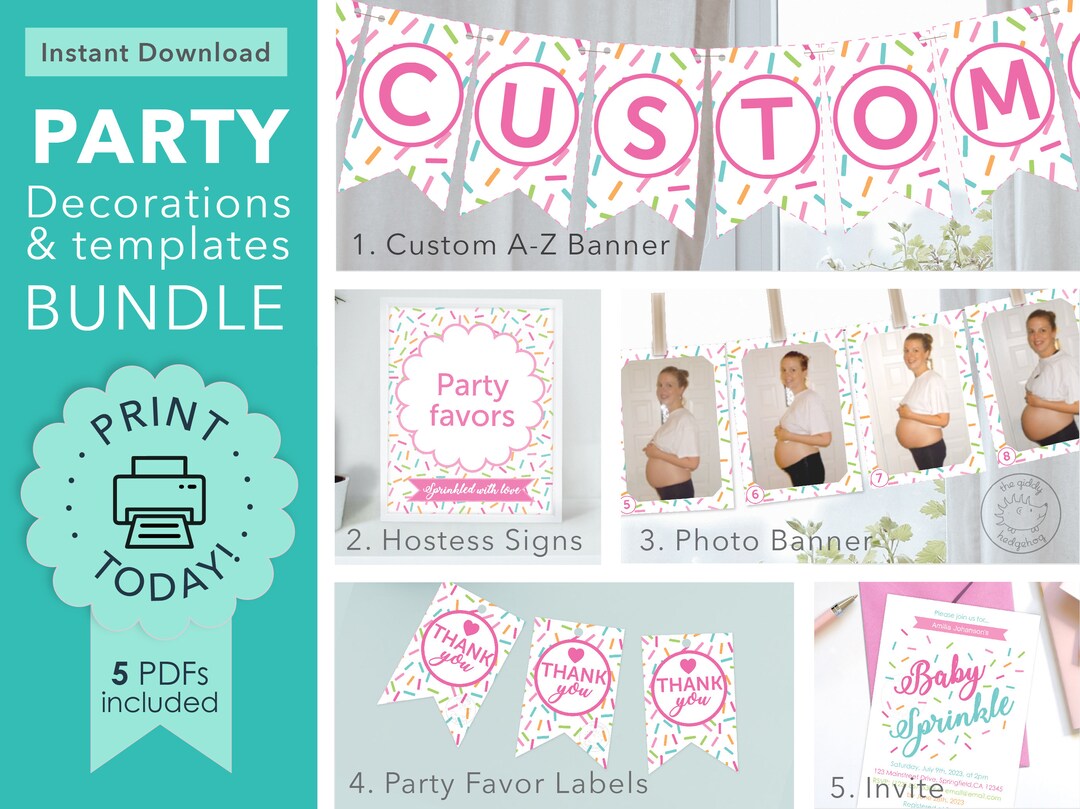Printable DIY Baby Sprinkle Decorations Bundle Thank You Etsy