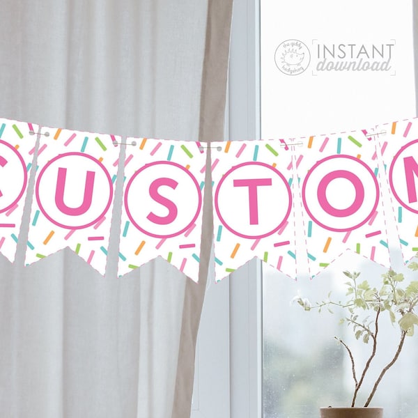 DIY Printable Banner Pink Baby Sprinkle Custom Name Baby Shower Party Decorations Sprinkled Birthday Pastel Sprinkles Girl Sign DOWNLOAD