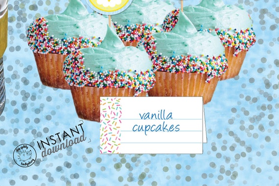 Diy Printable Sprinkle Food Cards Birthday Party Menu Tents Etsy