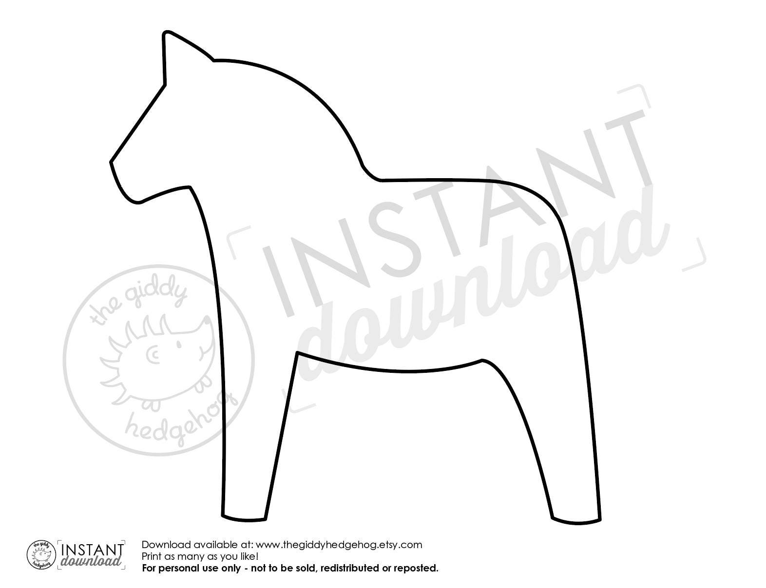 DIY Printable Dala Horse Coloring Book Page Craft Illustration | Etsy