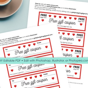 DIY Printable Coupons Kids Valentines Rewards Coupon Template Editable DIY Printable Coupons Kids Valentines Rewards Coupon Template Editable