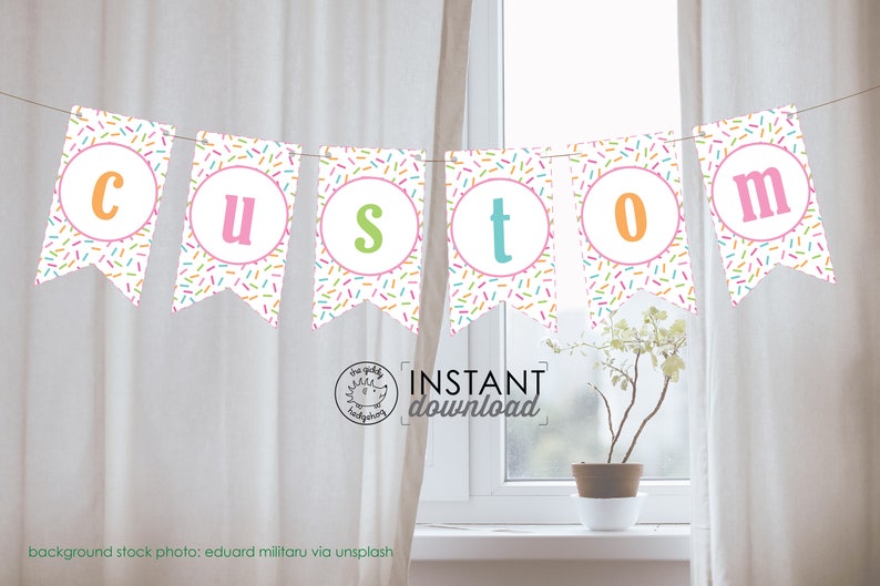 DIY Printable Banner Pink Baby Sprinkle Custom Baby Shower Etsy