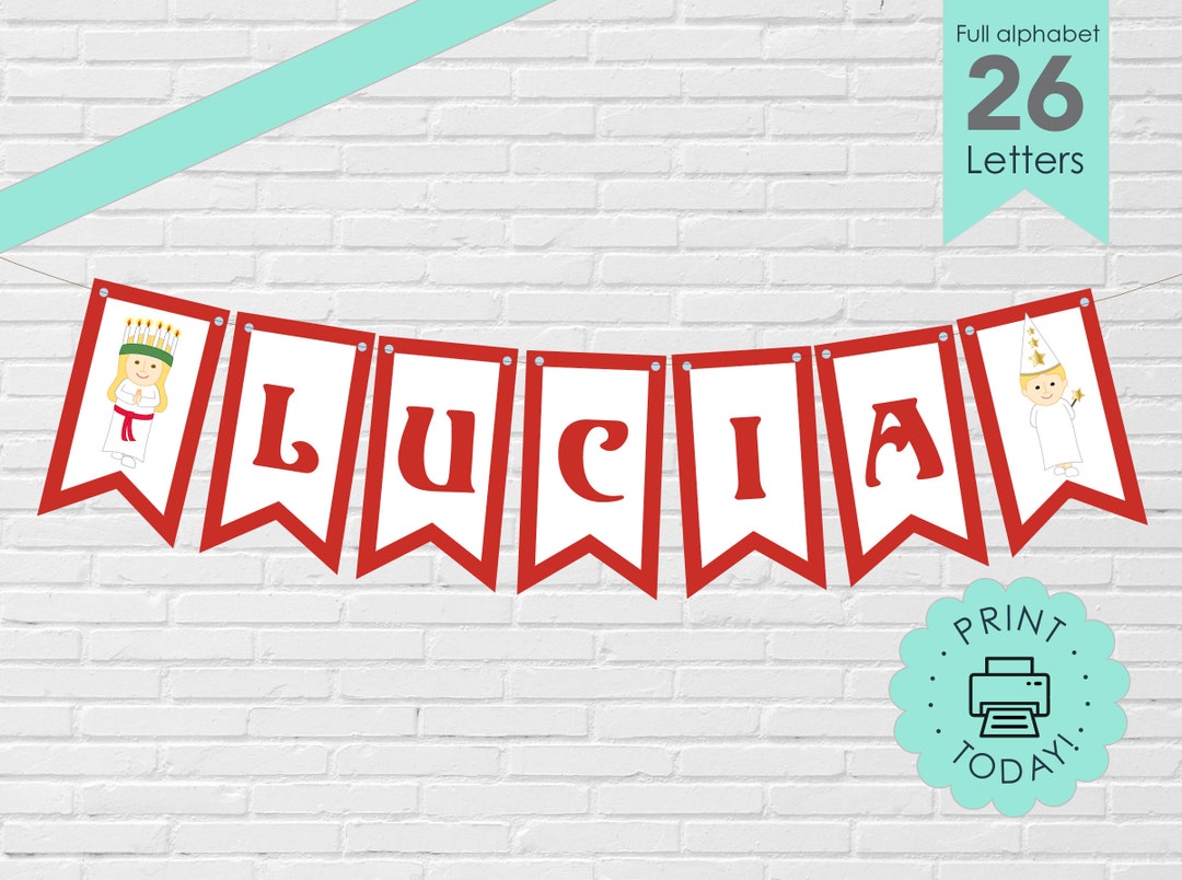 DIY Printable Banner Swedish St Lucia Bunting Svensk Jul Banderoll