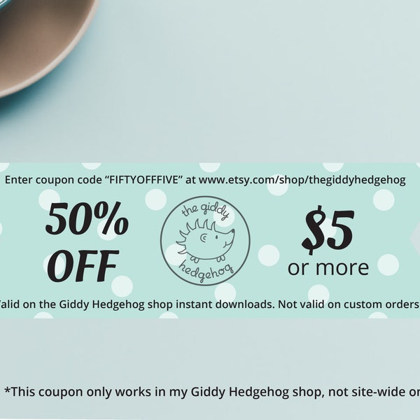 Giddy Hedgehog Printable Coupon Template Graphic Design Party Supplies Templates Kids Birthday Decorations Gift Certificate Voucher DIY File