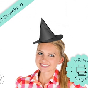 DIY Printable Witch Hat Coloring Page Halloween Costume Witches Theme Cosplay Party Hats Decorations Supplies Photo Prop Instant DOWNLOAD