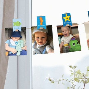 Printable DIY Banner Nautical Whale Ocean Sea Sailor Party Decorations Numbers Monthly Photo Display Beach Wall Decor Baby Shower DOWNLOAD