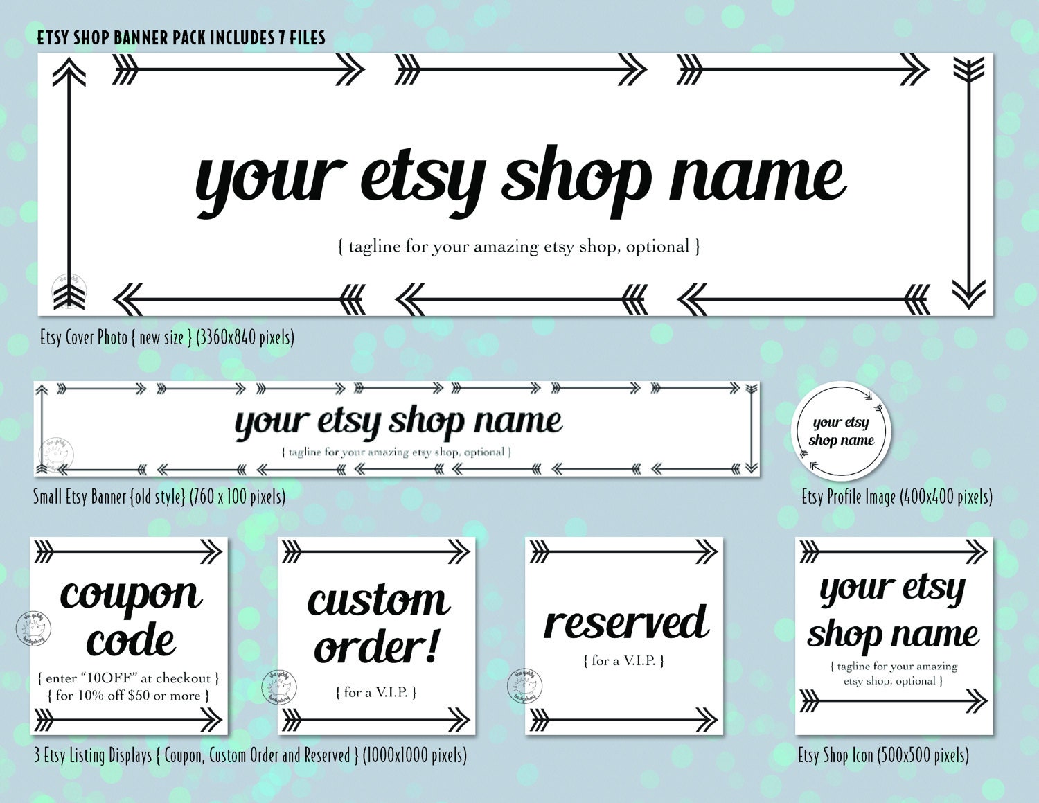 DIY Custom Etsy Shop Graphics Banner Pack Etsy Store Banner Etsy