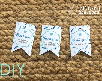 DIY Printable Tags Custom Blue Boy Sprinkle Party Favor Baby Shower Thank You Sprinkle Birthday Labels Printable Editable Photoshop Download