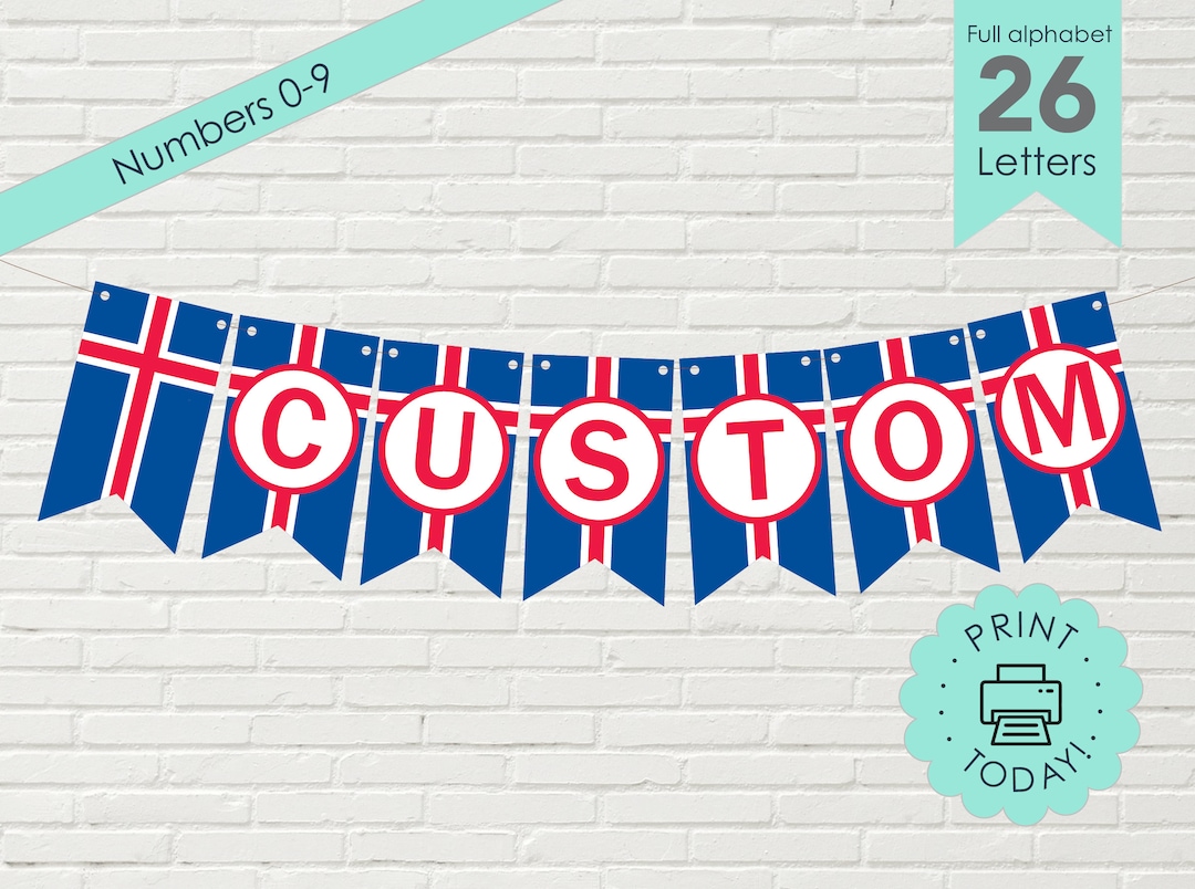 DIY Printable Banner Icelandic Flags Iceland Midsummer íslenska Fánann ...