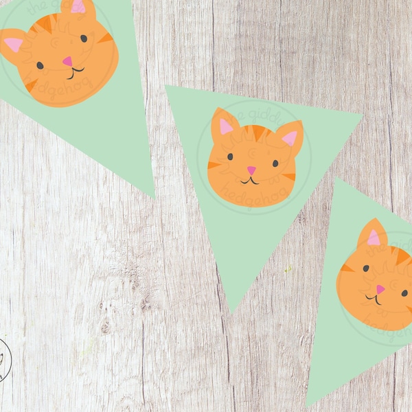 DIY Printable Kitten Banner Kitty Cat Garland Photo Shoot Prop Birthday Sign Theme Baby Shower Bunting Party Decorations Instant Download