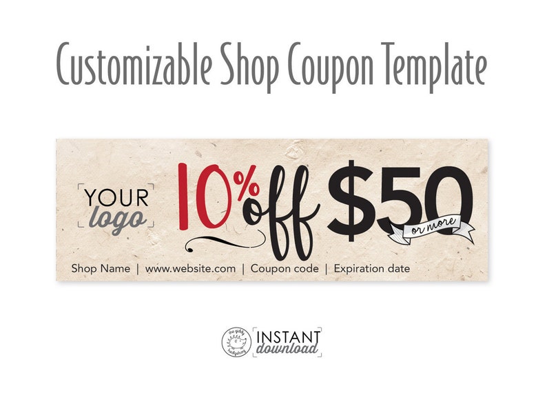 printable diy coupon personal coupon coupon template coupon code editable coupon etsy shop discount ad template photoshop illustrator personal coupon template