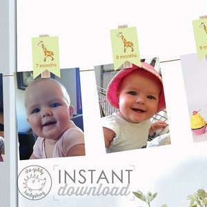 DIY Printable Banner Giraffe Party Decorations Numbers Monthly Photo Display Safari Jungle Neutral Shower Birthday Baby Gender DOWNLOAD