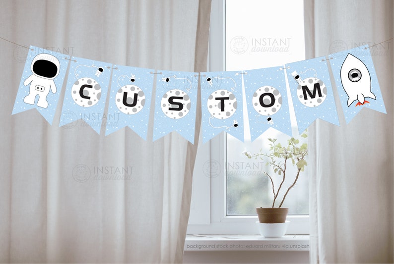 Diy Printable Outer Space Banner Custom Birthday Baby Shower Etsy