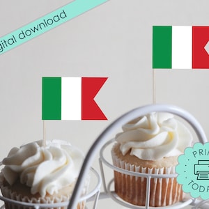 DIY Banner Printable Italian Flag Bunting Garland Party Decorations United Nations Countries World Cupcake Toppers Italy Restaurant DOWNLOAD