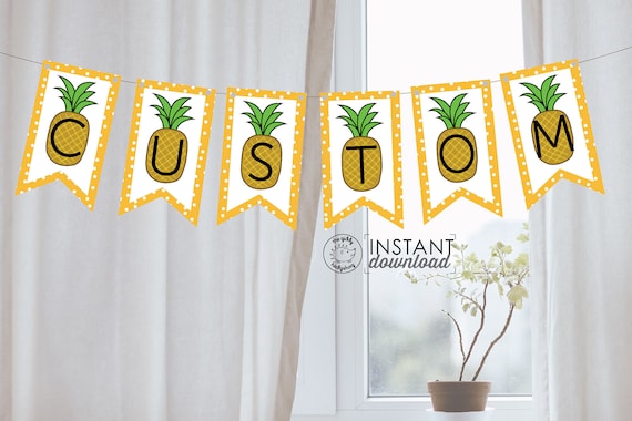 Printable DIY Banner Pineapple Party Decorations Summer - Etsy