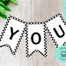 DIY Printable Banner Race Car Theme Custom Cars Birthday Black White ...