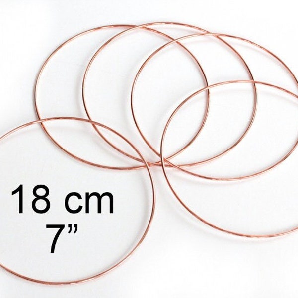 7" (18 cm) Macrame Metal Craft Ring Hoop- Pink ROSE GOLD- PACK of 1, 5 or 10- Dream Catcher, Simple Modern Wreath, Diy Embroidery